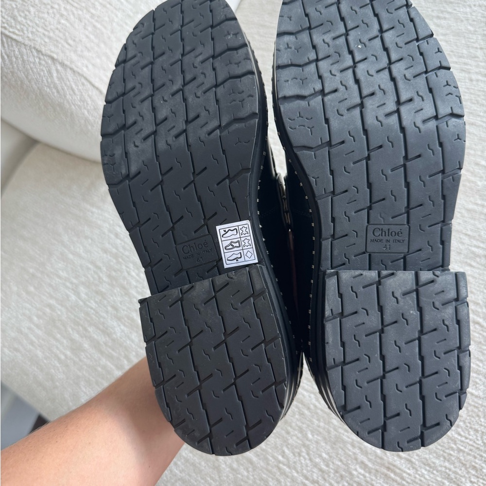 Chloe Black Leather Penny Loafers Timeless Flats - Picture 3 of 6